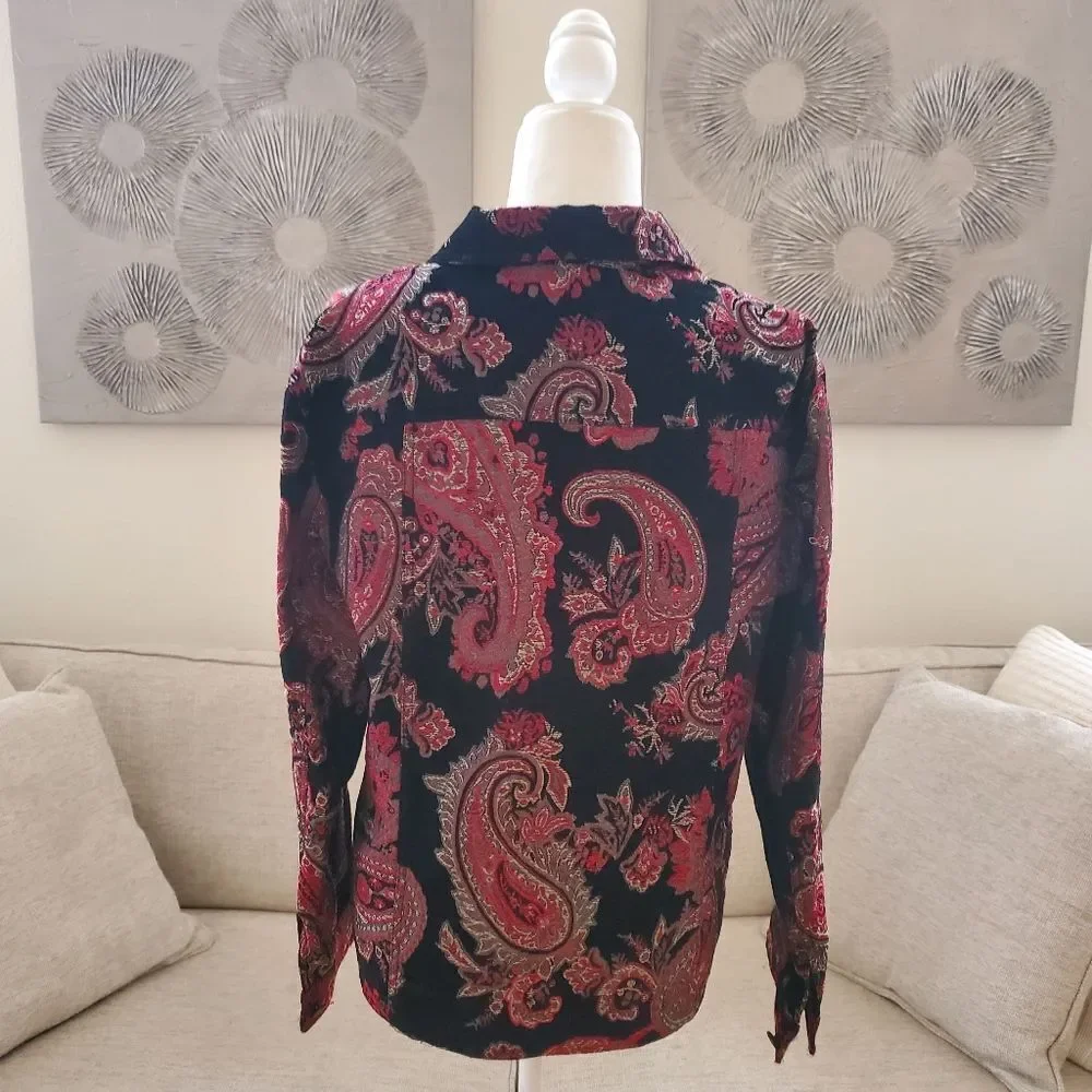 Chico's Paisley Floral Jacquard Blazer Sz Lg